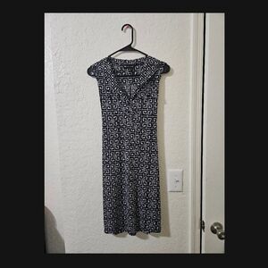 Valerie Bertinelli Black and White Patterned Midi Dress